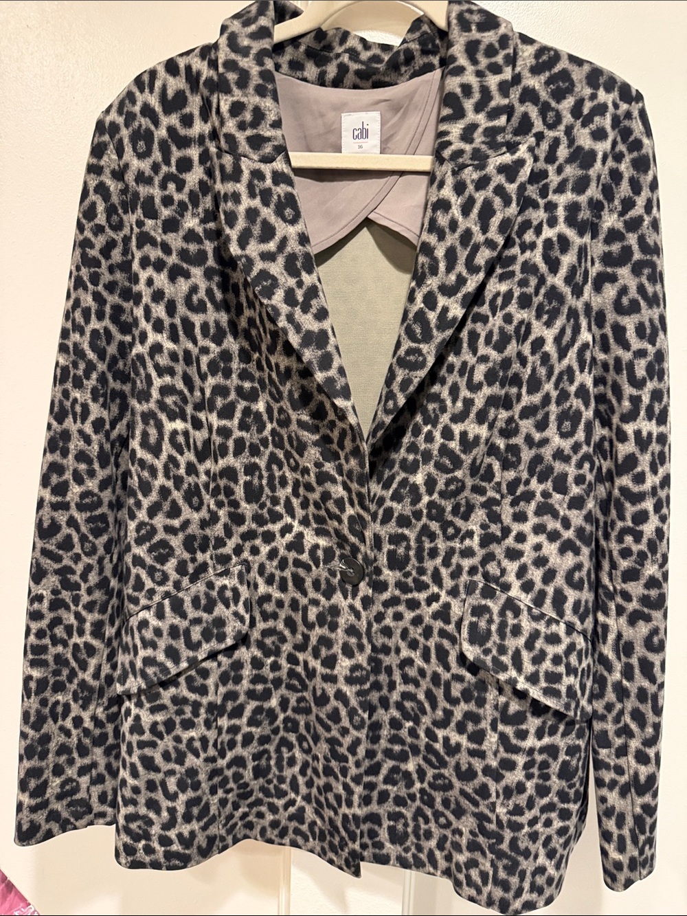 CAbi Leopard-Print Blazer in Black and Gray